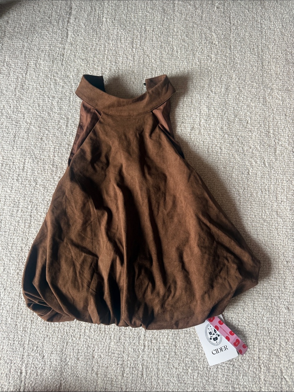 Cider suede Brown Bubble halter top